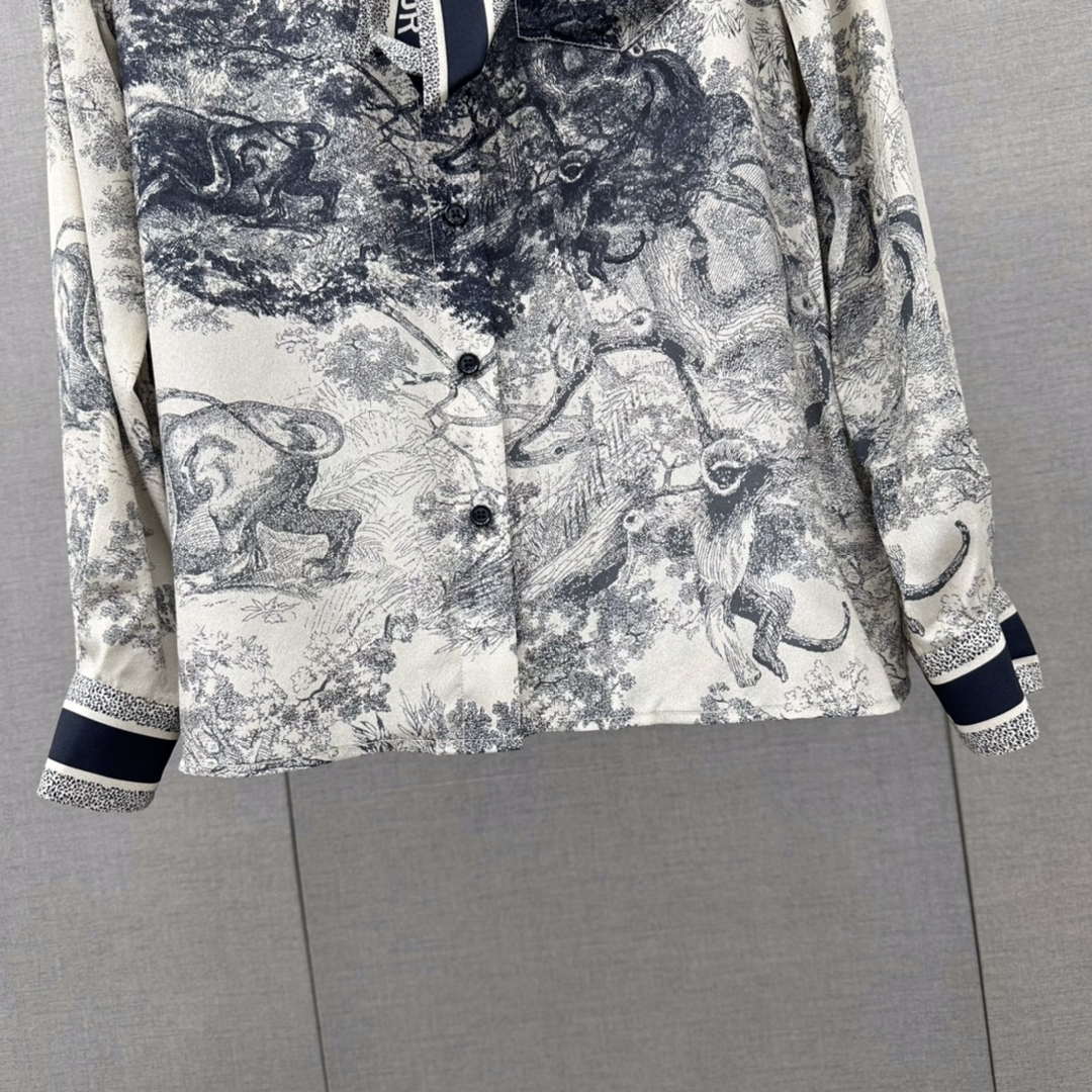 Dior Women's ink painting printed silk shirt D60991