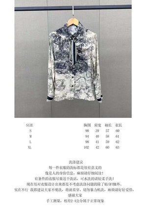 Dior Women's ink painting printed silk shirt D60991 - S - View 6