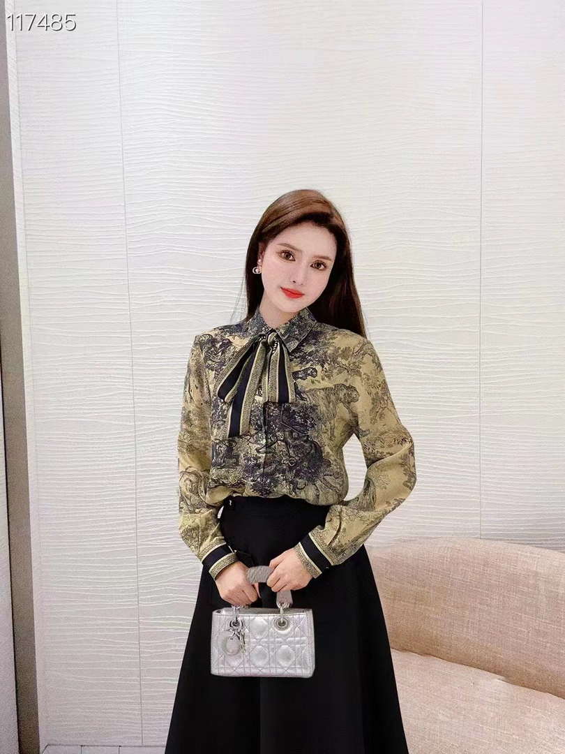 Dior Women's ink painting printed silk shirt D60991