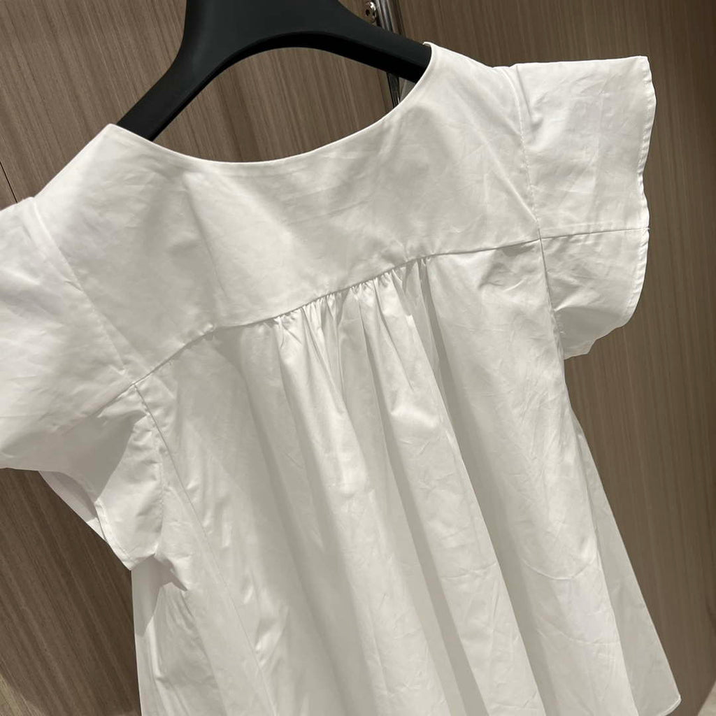 Dior Women's Ruffled flying sleeve A-line doll-fit shirt top D60021
