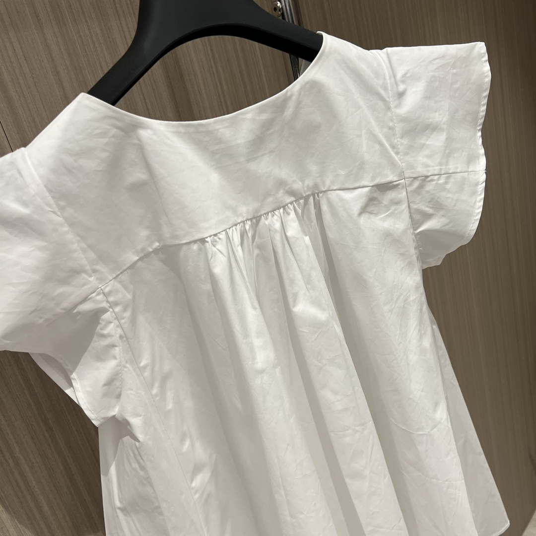 Dior Women's Ruffled flying sleeve A-line doll-fit shirt top D60021