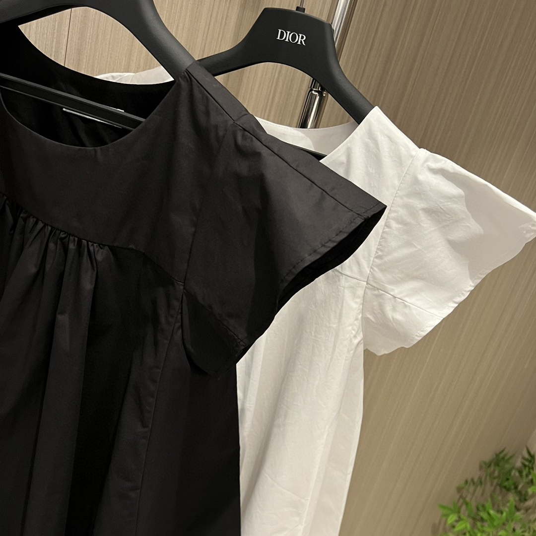 Dior Women's Ruffled flying sleeve A-line doll-fit shirt top D60021