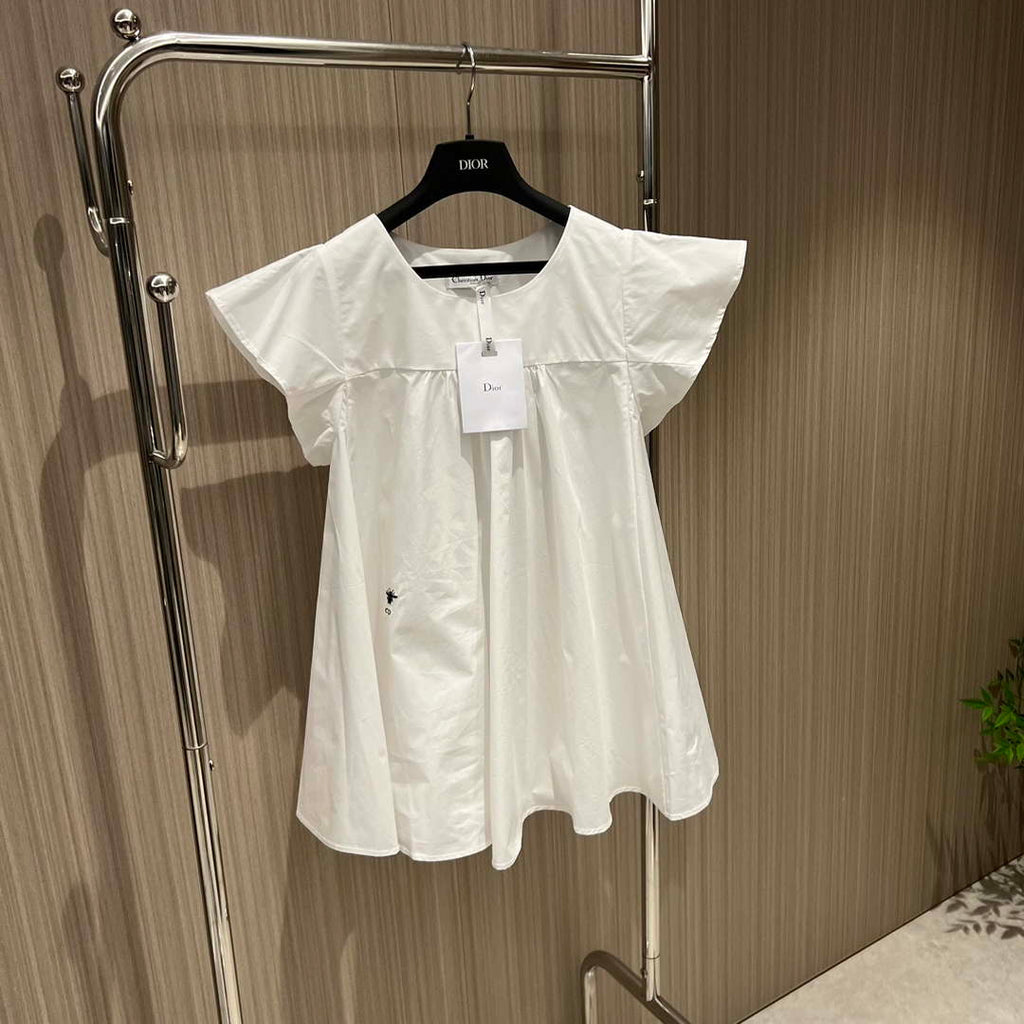 Dior Women's Ruffled flying sleeve A-line doll-fit shirt top D60021