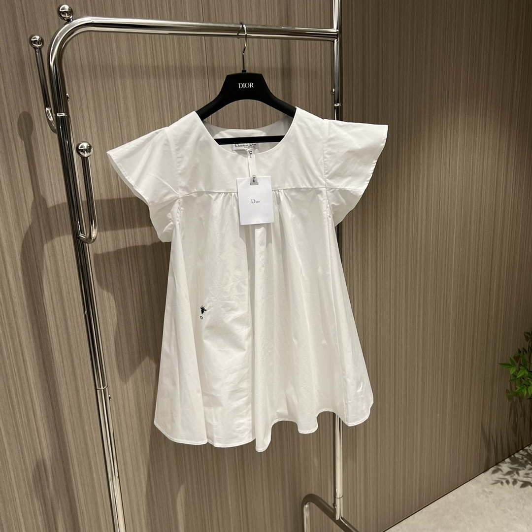 Dior Women's Ruffled flying sleeve A-line doll-fit shirt top D60021