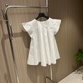 Dior Women's Ruffled flying sleeve A-line doll-fit shirt top D60021