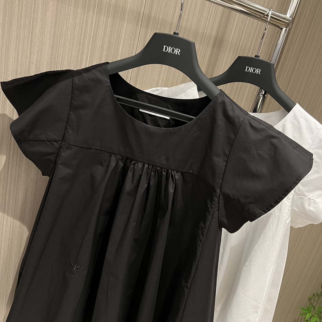 Dior Women's Ruffled flying sleeve A-line doll-fit shirt top D60021