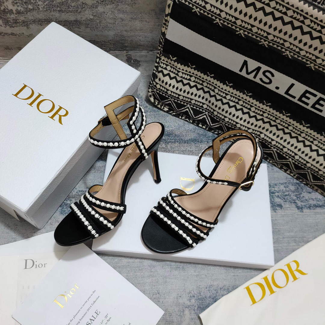 Dior Women's Shoes dior gem heeled sandal KCQ701PRM Black