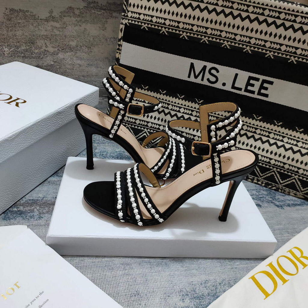 Dior Women's Shoes dior gem heeled sandal KCQ701PRM Black