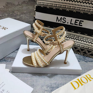Dior Women's Shoes dior gem heeled sandal KCQ701PRM Gold - 35 - View 6