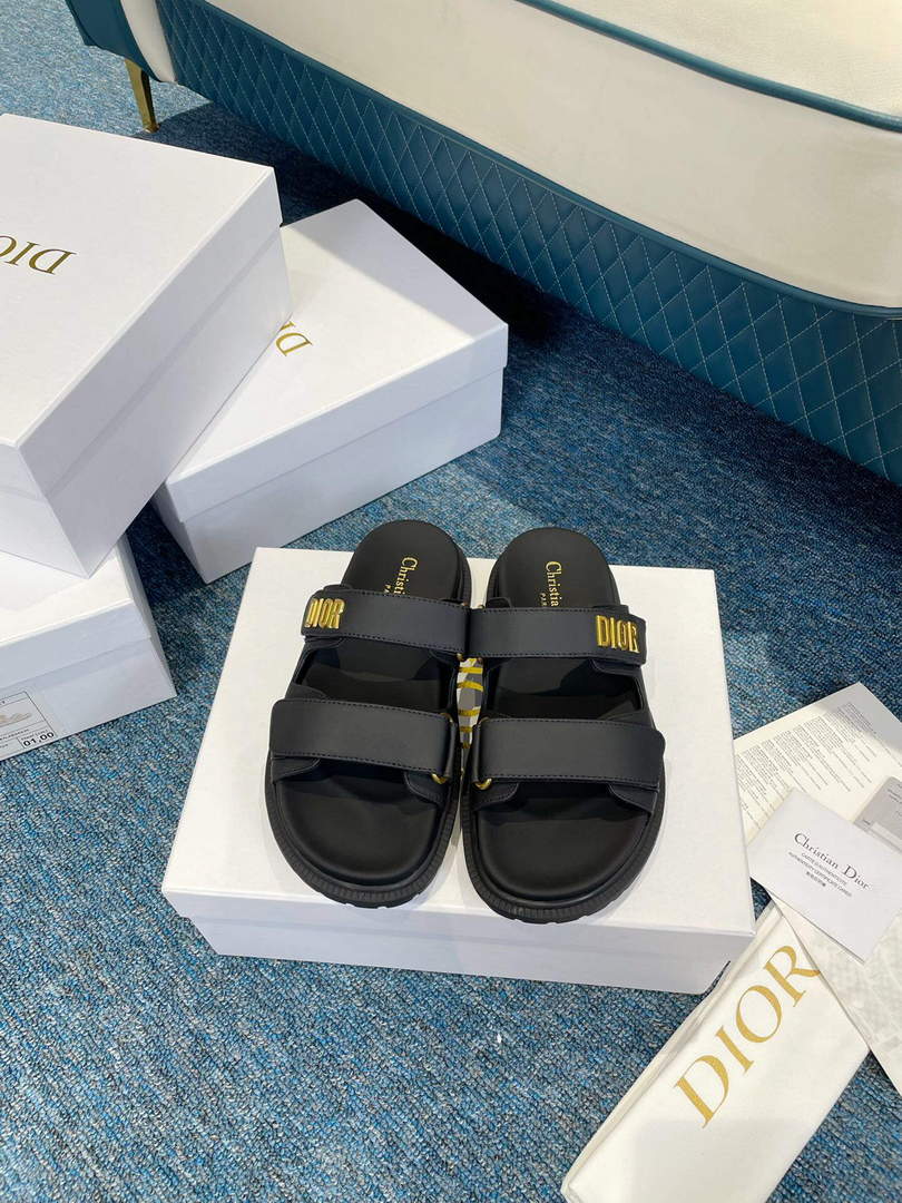 Dior Women's Shoes Dioract Slide Black Lambskin KCQ718LAB