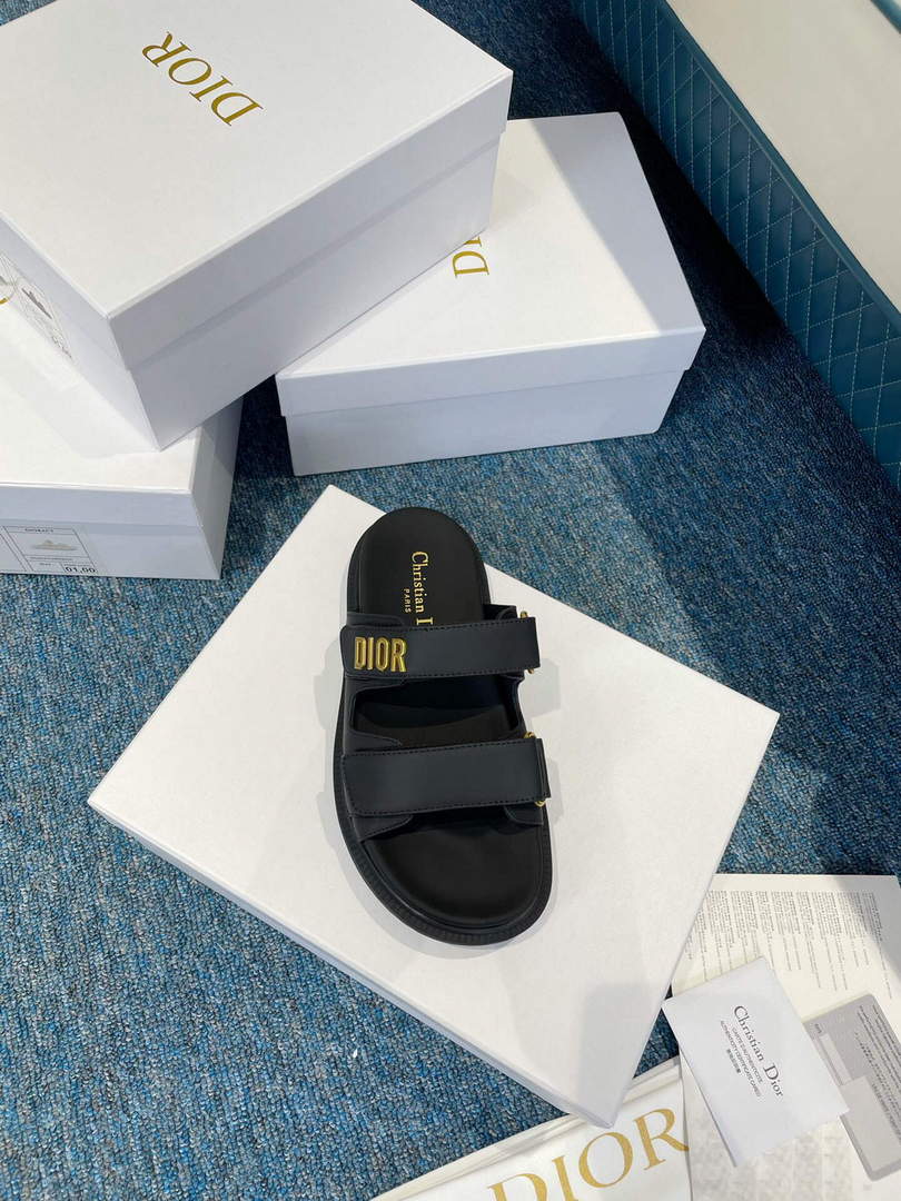 Dior Women's Shoes Dioract Slide Black Lambskin KCQ718LAB