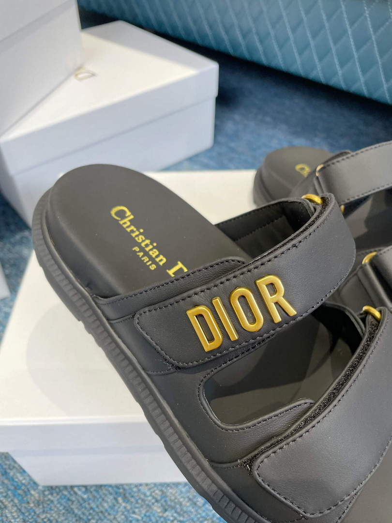 Dior Women's Shoes Dioract Slide Black Lambskin KCQ718LAB