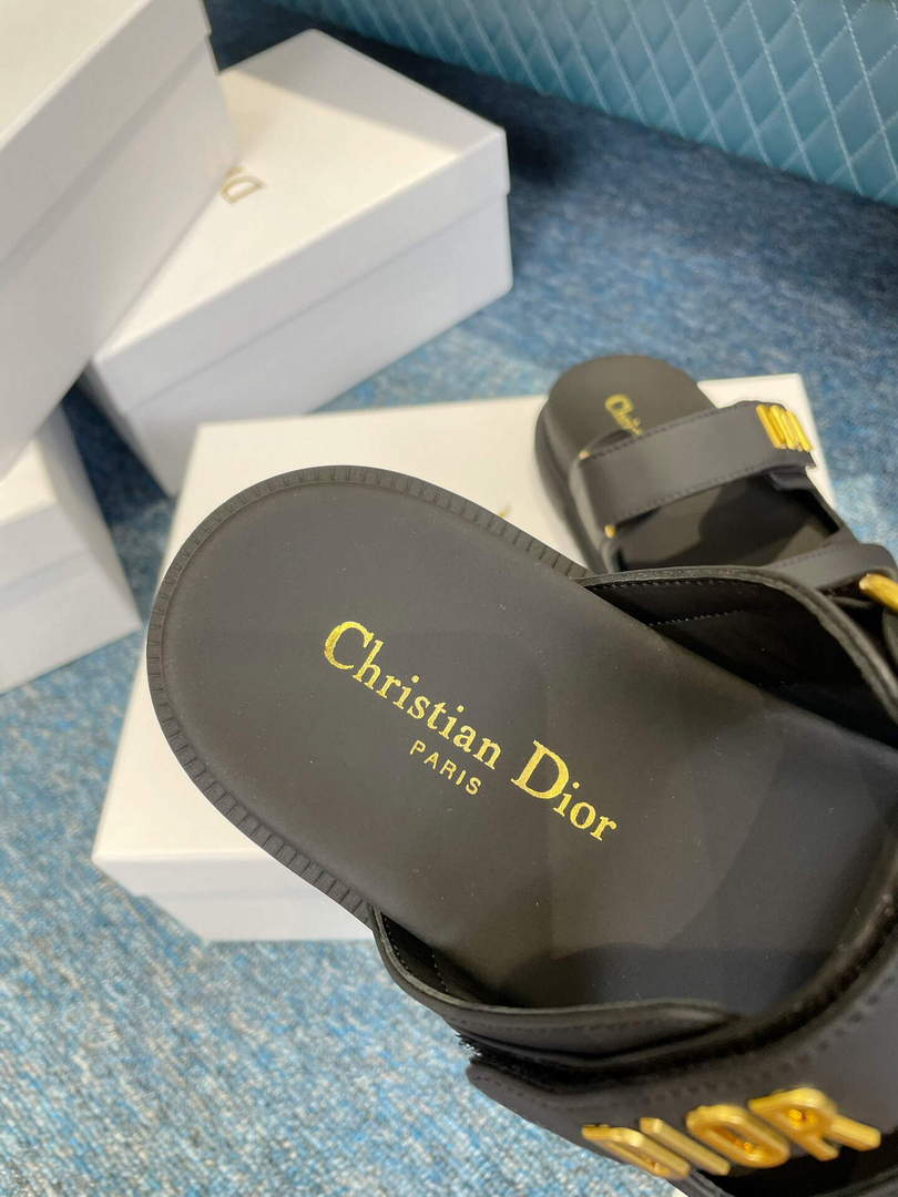 Dior Women's Shoes Dioract Slide Black Lambskin KCQ718LAB