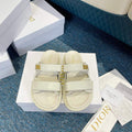 Dior Women's Shoes Dioract Slide White Lambskin KCQ718LAB - 35 - View 1