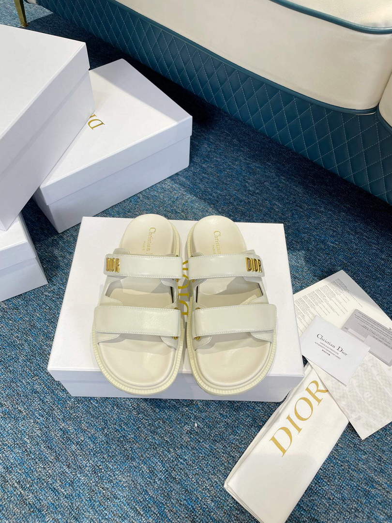 Dior Women's Shoes Dioract Slide White Lambskin KCQ718LAB