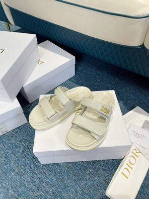 Dior Women's Shoes Dioract Slide White Lambskin KCQ718LAB - 35 - View 2