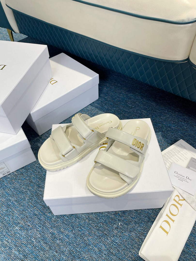 Dior Women's Shoes Dioract Slide White Lambskin KCQ718LAB