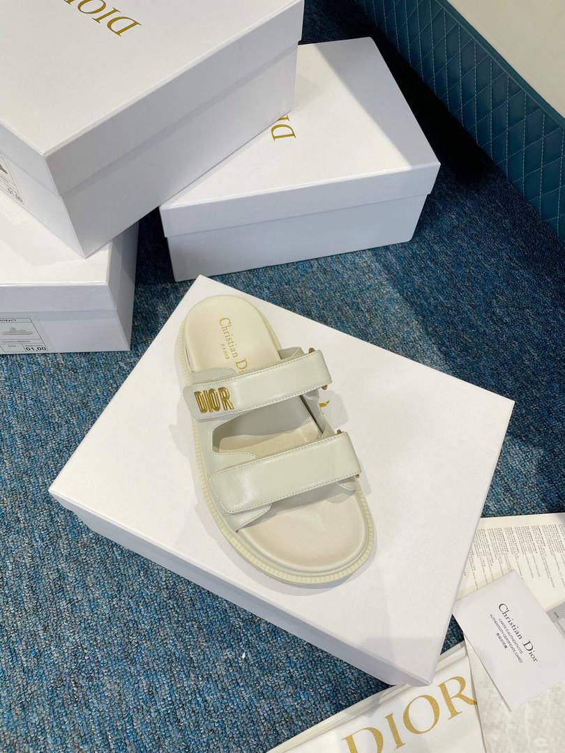 Dior Women's Shoes Dioract Slide White Lambskin KCQ718LAB