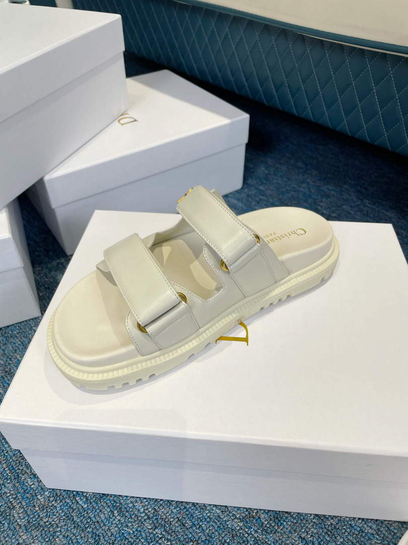 Dior Women's Shoes Dioract Slide White Lambskin KCQ718LAB
