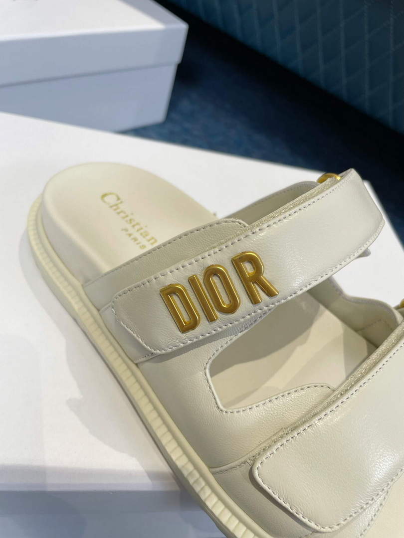 Dior Women's Shoes Dioract Slide White Lambskin KCQ718LAB