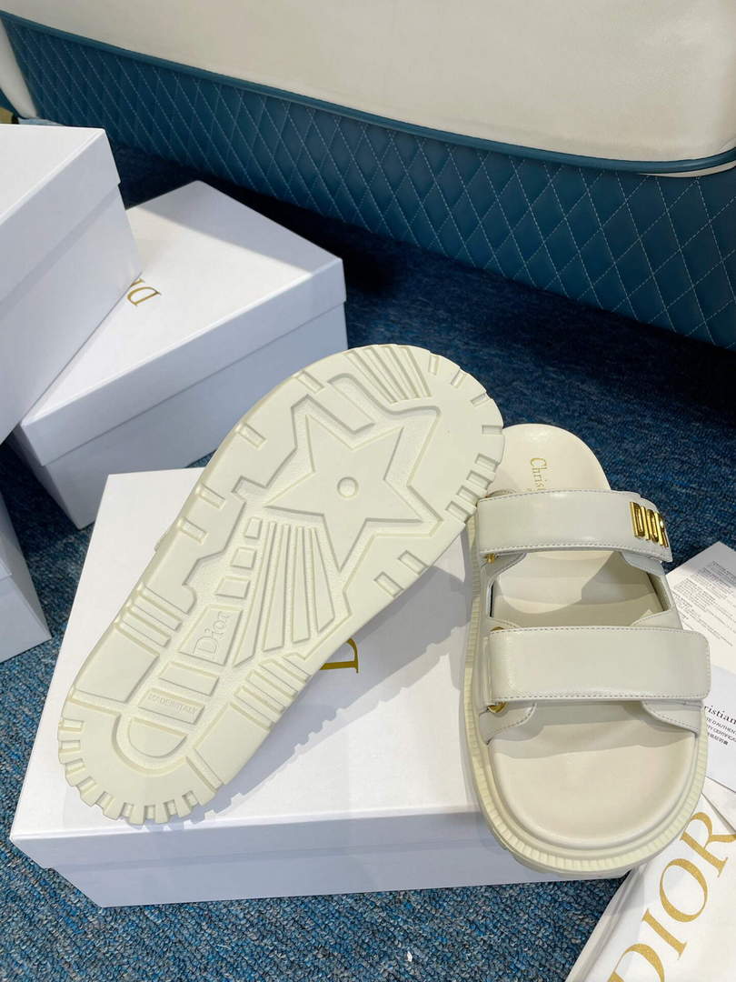 Dior Women's Shoes Dioract Slide White Lambskin KCQ718LAB