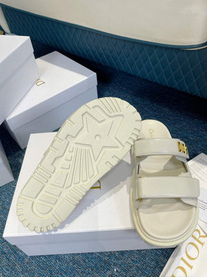 Dior Women's Shoes Dioract Slide White Lambskin KCQ718LAB - 35 - View 9