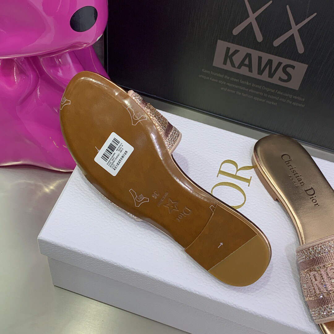 Dior Women's Shoes Dway Slide Diamond Embroidered KCQ166ERC Pink