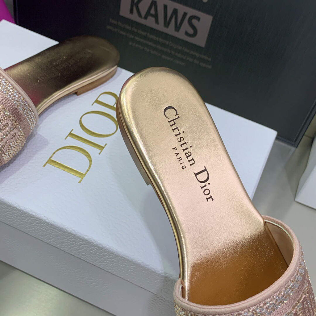Dior Women's Shoes Dway Slide Diamond Embroidered KCQ166ERC Pink