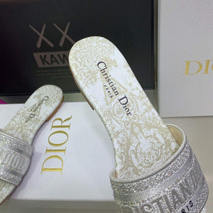 Dior Women's Shoes Diamond Embroidered Dway Slide KCQ209TJE Gray - 35 - View 8