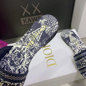 Dior Women's Shoes Diamond Embroidered Dway Slide KCQ209TJE Navy blue - 35 - View 7