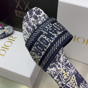 Dior Women's Shoes Diamond Embroidered Dway Slide KCQ209TJE Navy blue - 35 - View 8