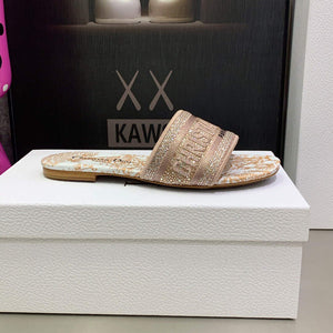 Dior Women's Shoes Diamond Embroidered Dway Slide KCQ209TJE Light pink - 35 - View 6