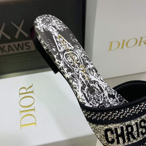 Dior Women's Shoes Diamond Embroidered Dway Slide KCQ209TJE Black - 35 - View 8