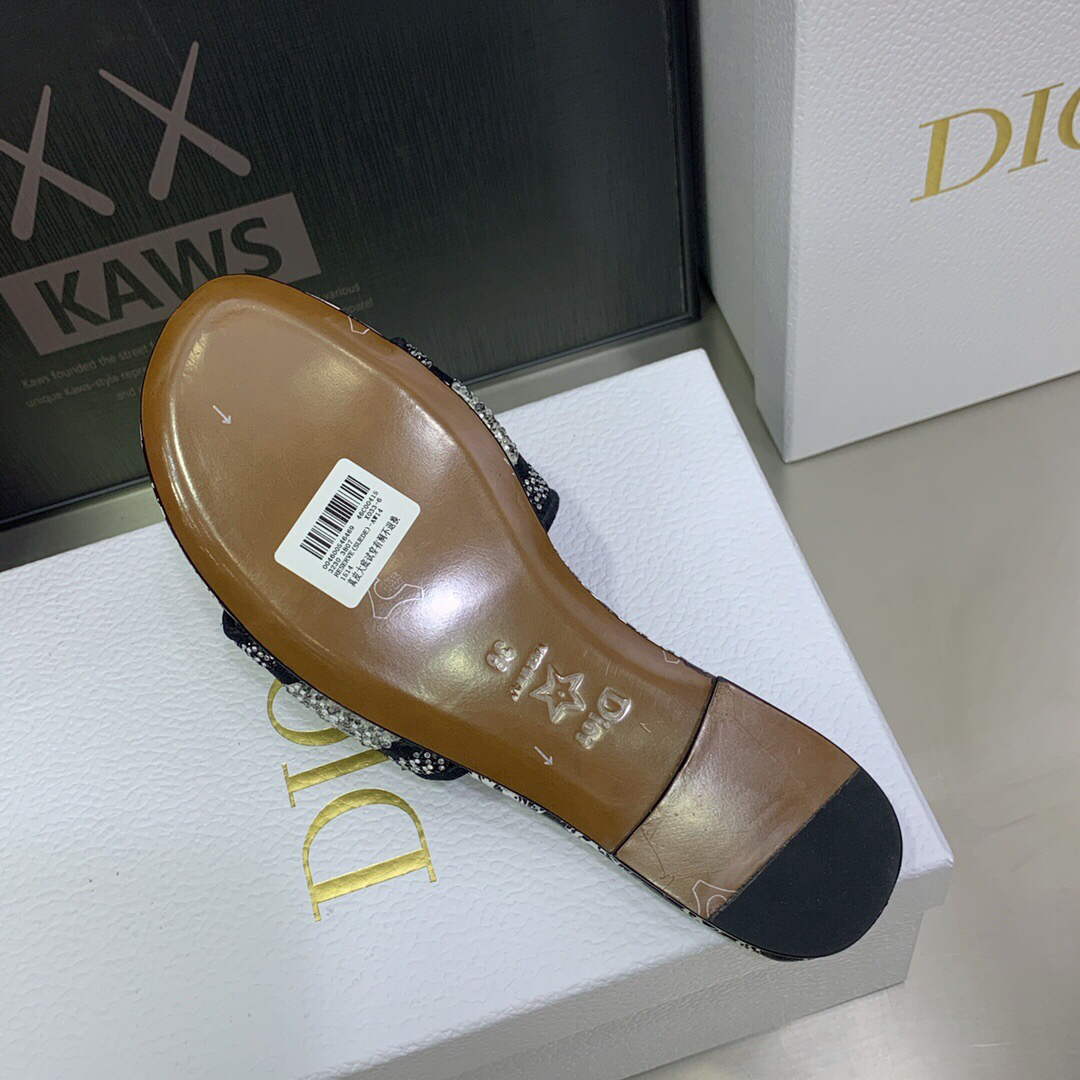 Dior Women's Shoes Diamond Embroidered Dway Slide KCQ209TJE Black