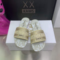 Dior Women's Shoes Diamond Embroidered Dway Slide KCQ209TJE Gold