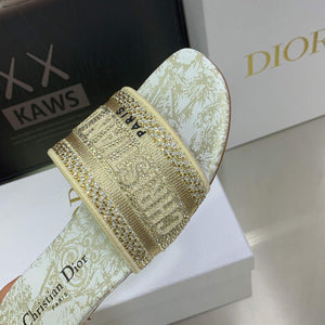 Dior Women's Shoes Diamond Embroidered Dway Slide KCQ209TJE Gold - 35 - View 7
