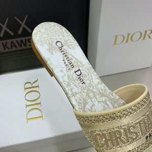 Dior Women's Shoes Diamond Embroidered Dway Slide KCQ209TJE Gold - 35 - View 8