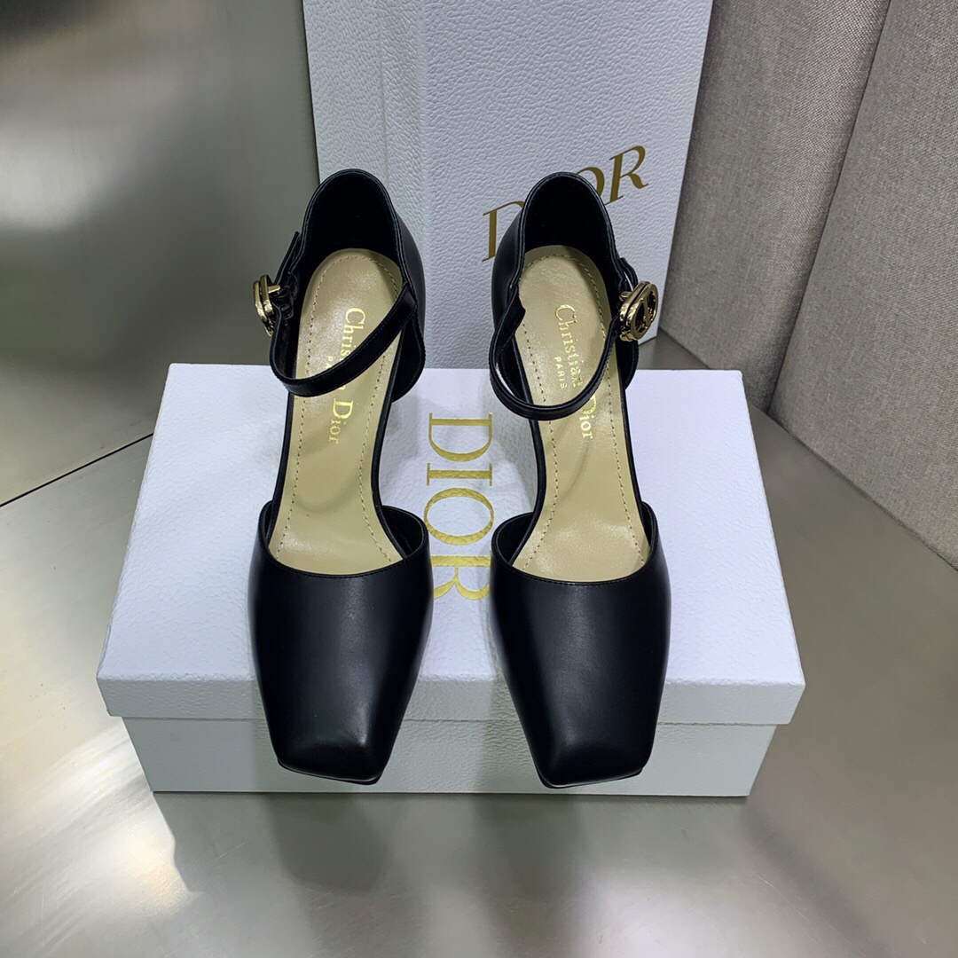 Dior Women's Shoes Rhodes Heeled Shaped and hollow Shoes D88230 Black