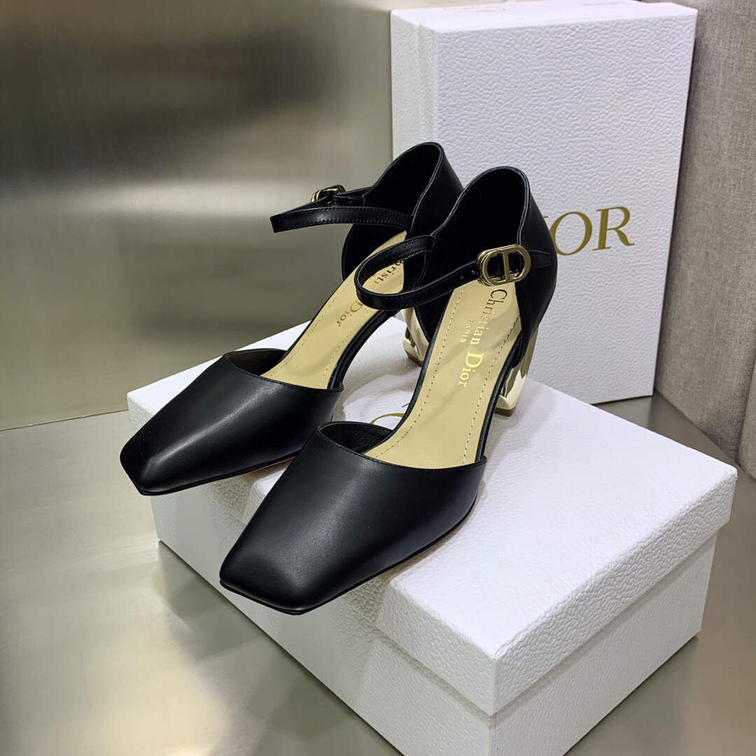 Dior Women's Shoes Rhodes Heeled Shaped and hollow Shoes D88230 Black