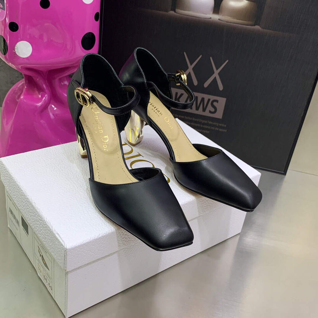 Dior Women's Shoes Rhodes Heeled Shaped and hollow Shoes D88230 Black