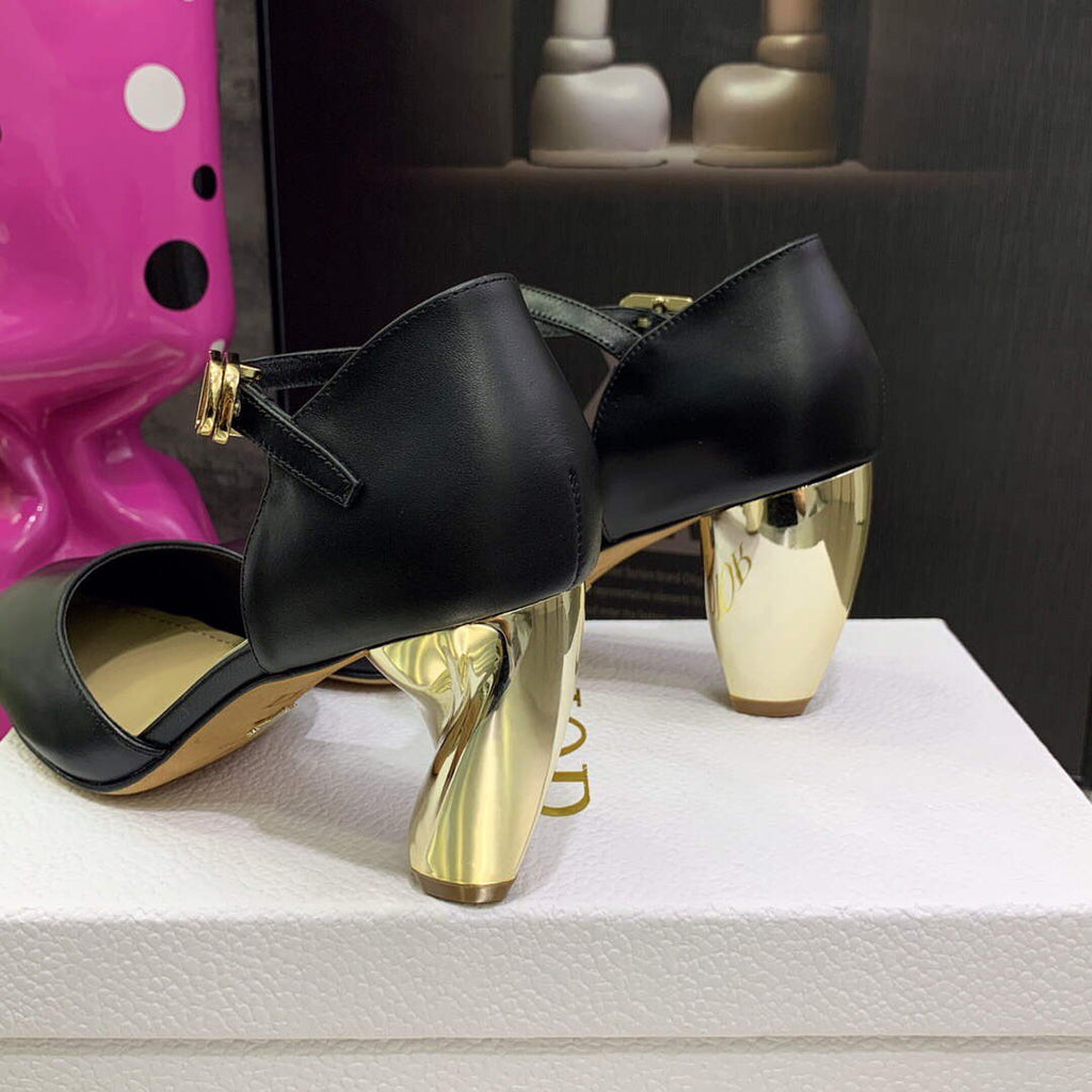 Dior Women's Shoes Rhodes Heeled Shaped and hollow Shoes D88230 Black