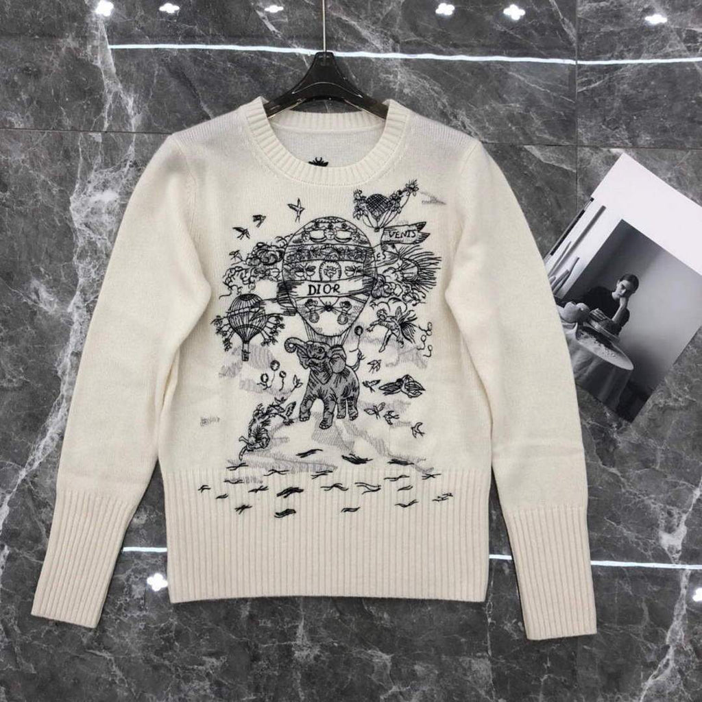 Dior 154S32 Women's Sweaters Designer Dior Ecru Dior Des Vents Cashmere 38109