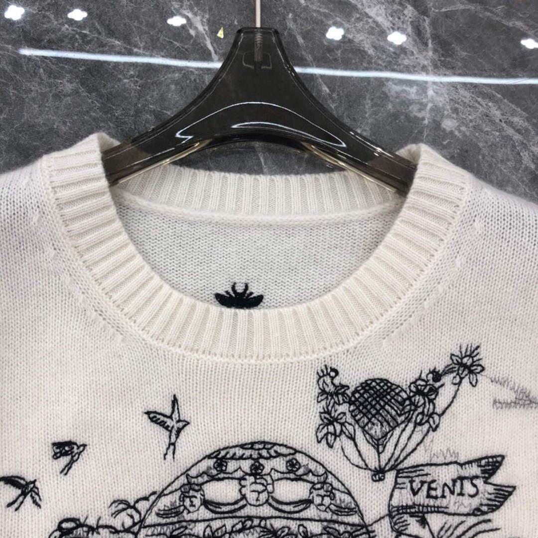 Dior 154S32 Women's Sweaters Designer Dior Ecru Dior Des Vents Cashmere 38109
