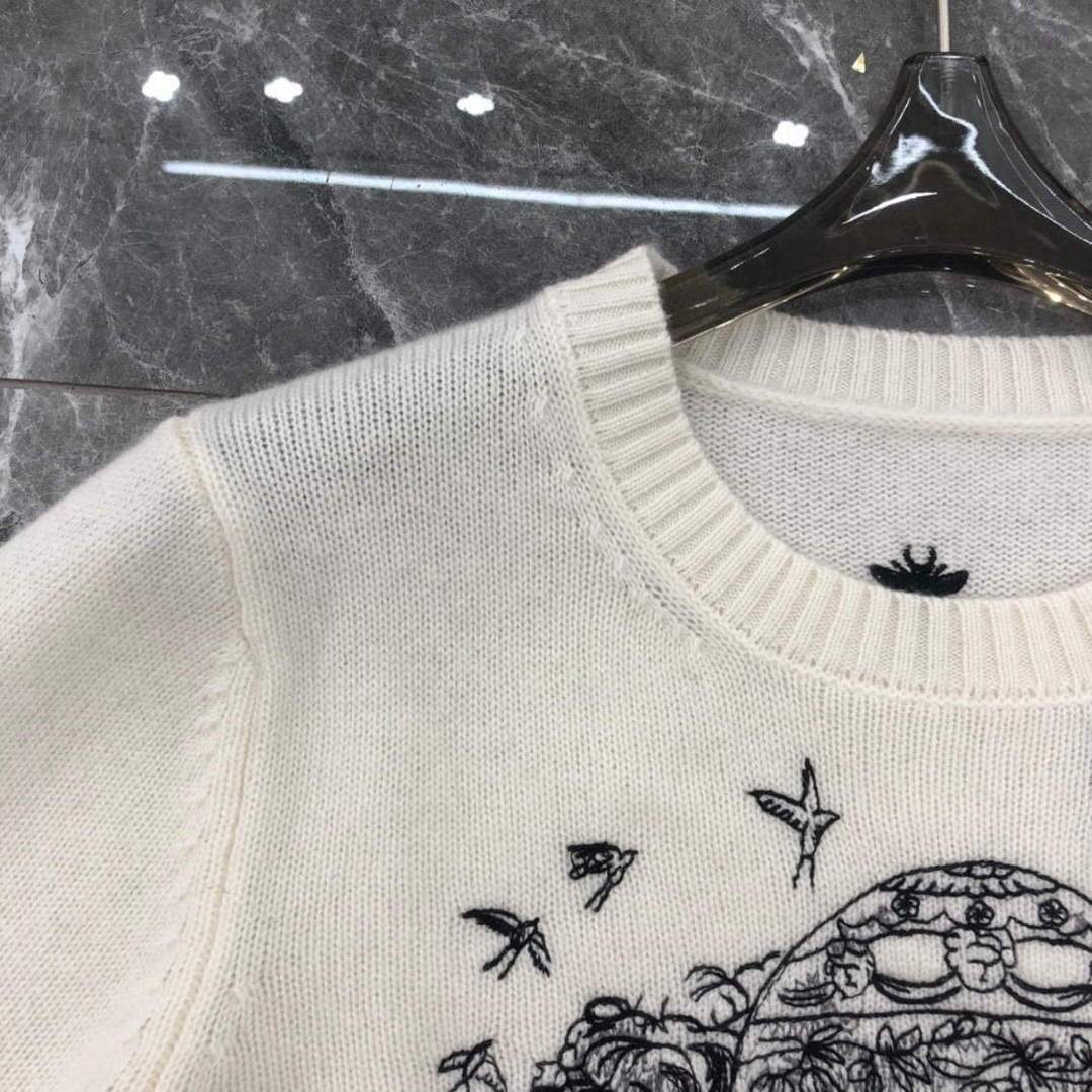 Dior 154S32 Women's Sweaters Designer Dior Ecru Dior Des Vents Cashmere 38109
