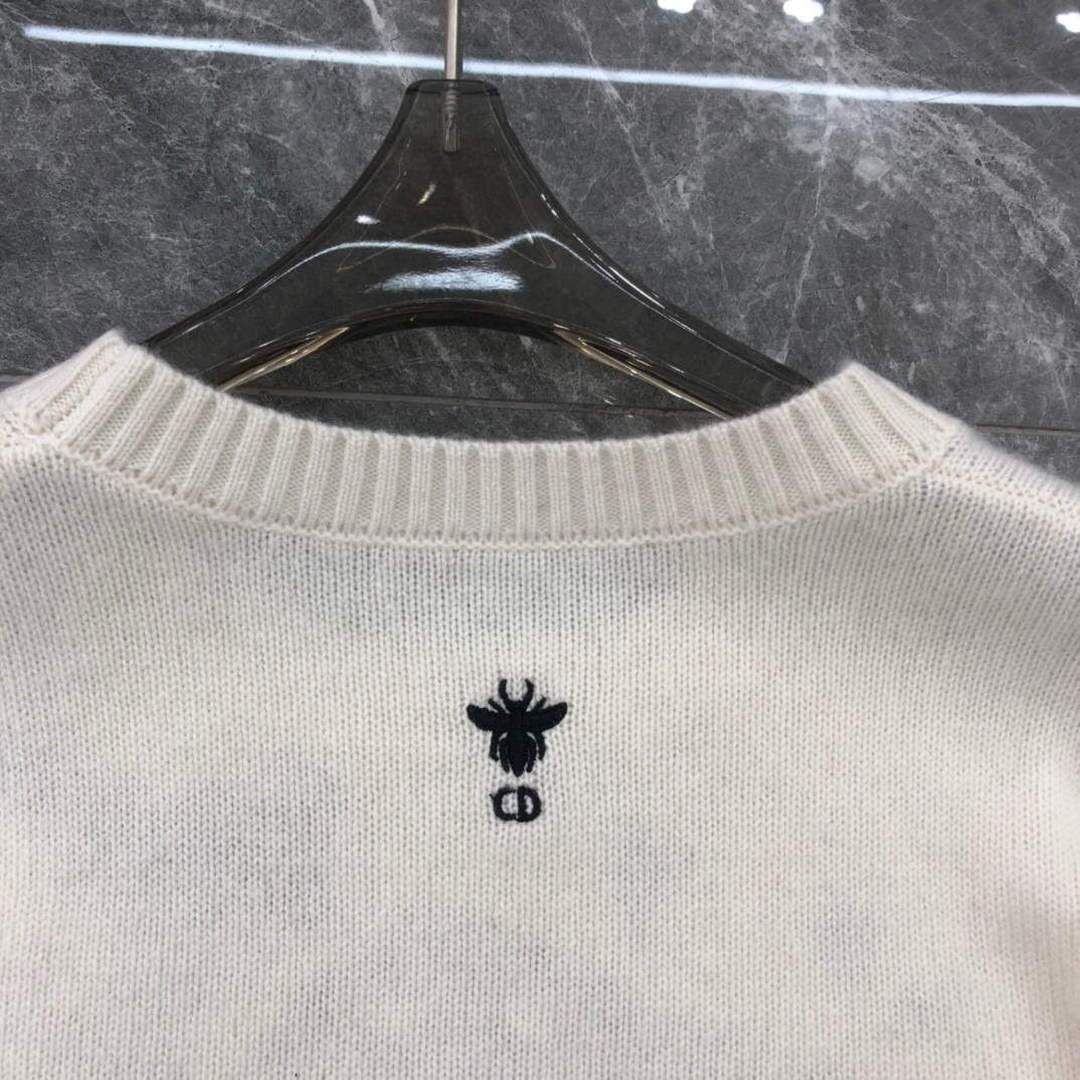 Dior 154S32 Women's Sweaters Designer Dior Ecru Dior Des Vents Cashmere 38109