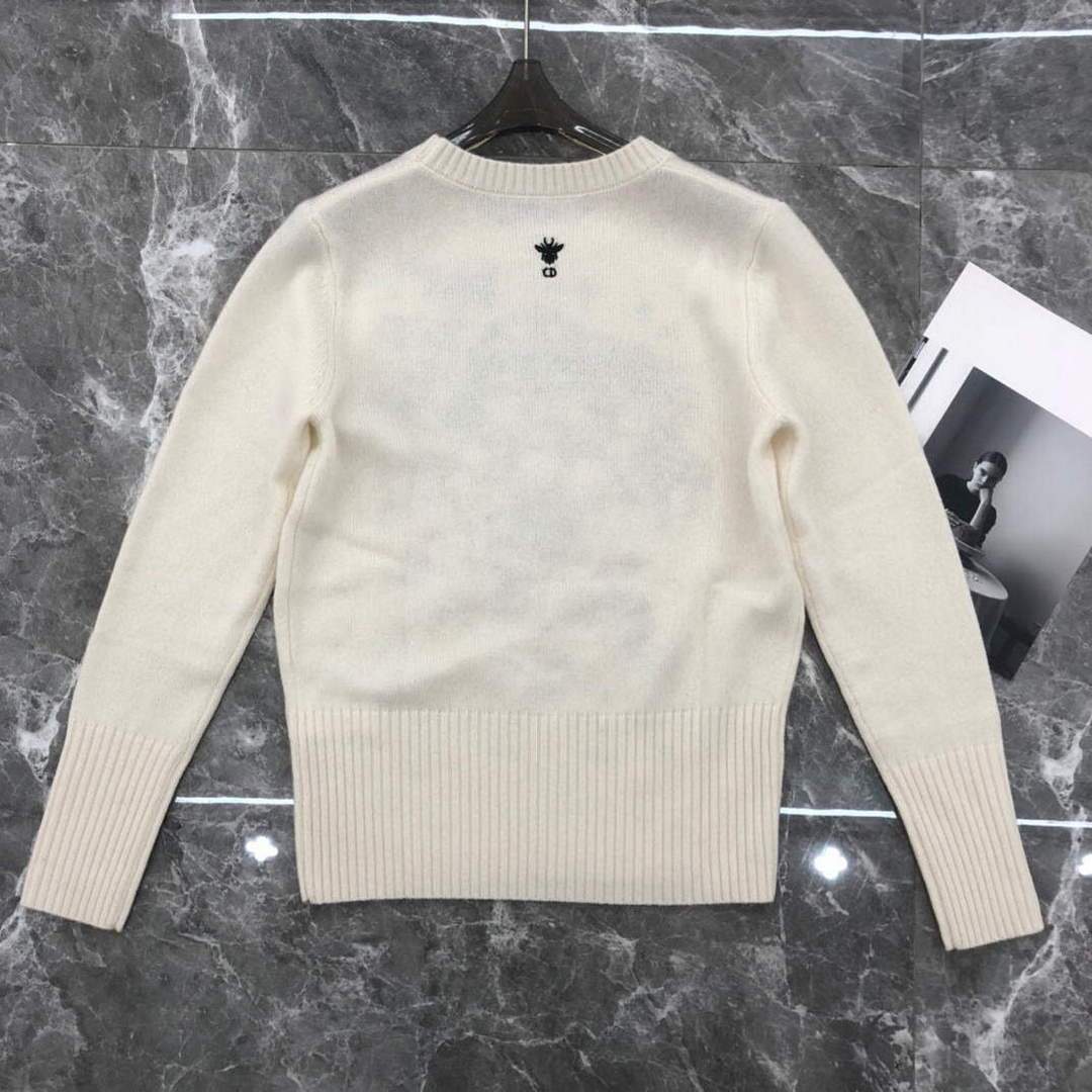 Dior 154S32 Women's Sweaters Designer Dior Ecru Dior Des Vents Cashmere 38109