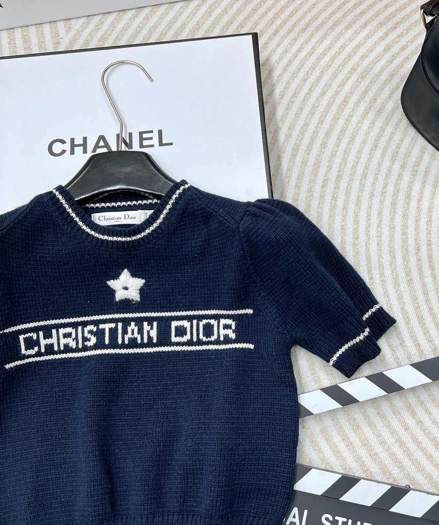 Dior Women's T-shirt Fashion Clothing D82701 Five-star embroidered short sleeves