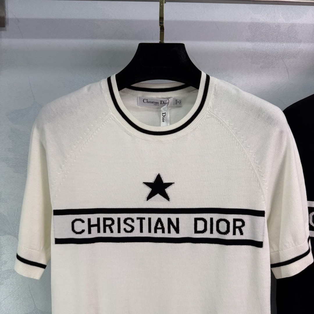 Dior Women's T-shirt Fashion Clothing D82703 Five-star embroidered short sleeves