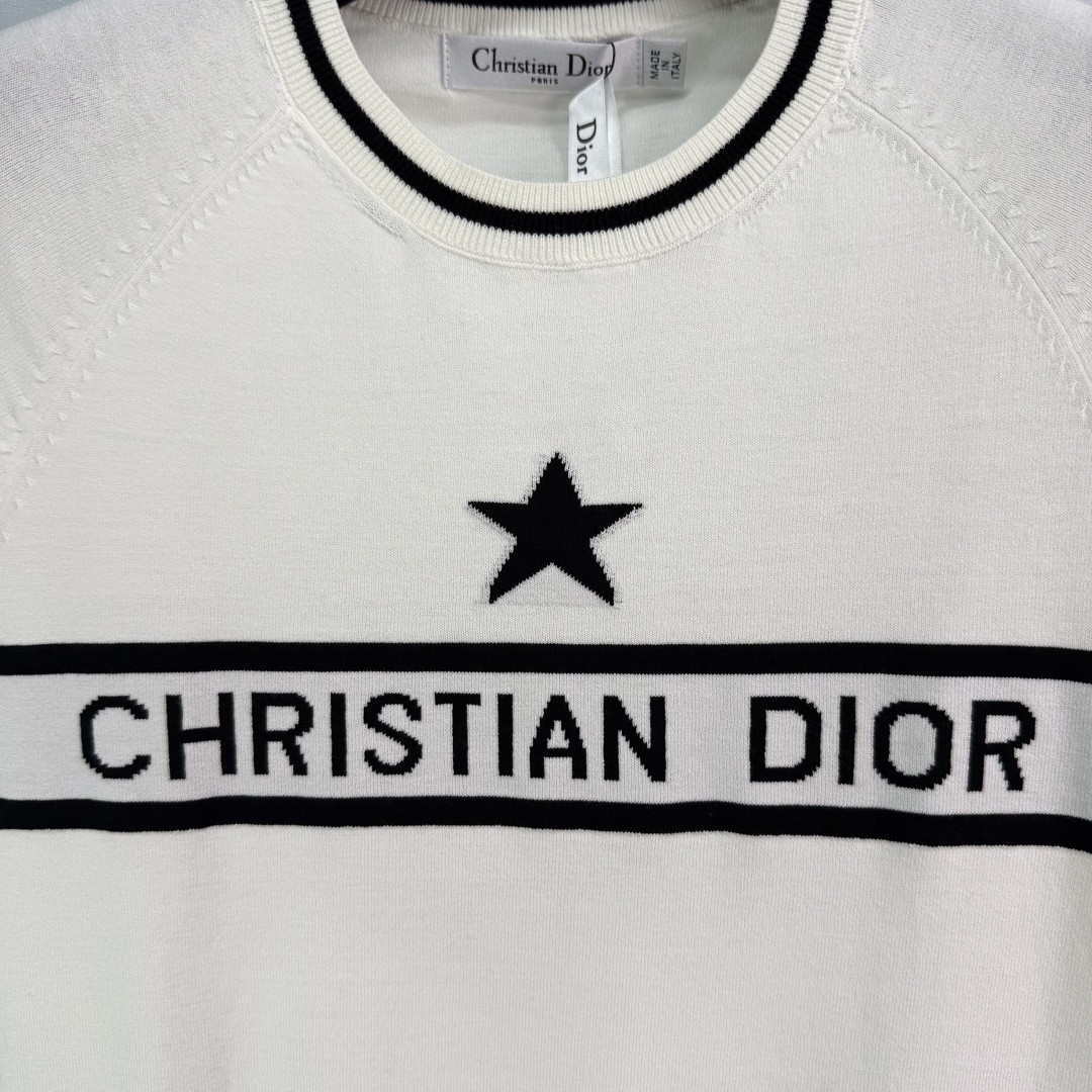 Dior Women's T-shirt Fashion Clothing D82703 Five-star embroidered short sleeves