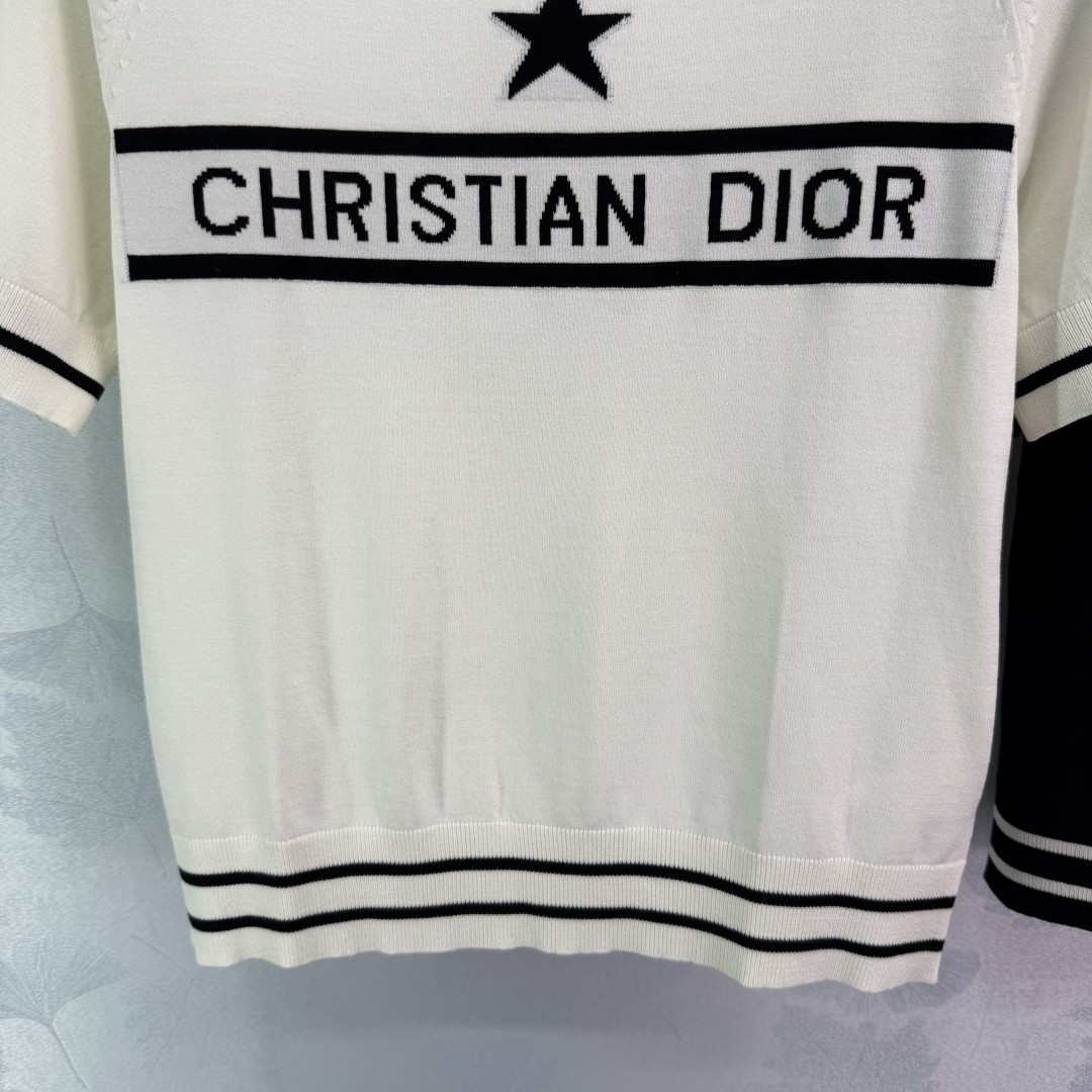 Dior Women's T-shirt Fashion Clothing D82703 Five-star embroidered short sleeves